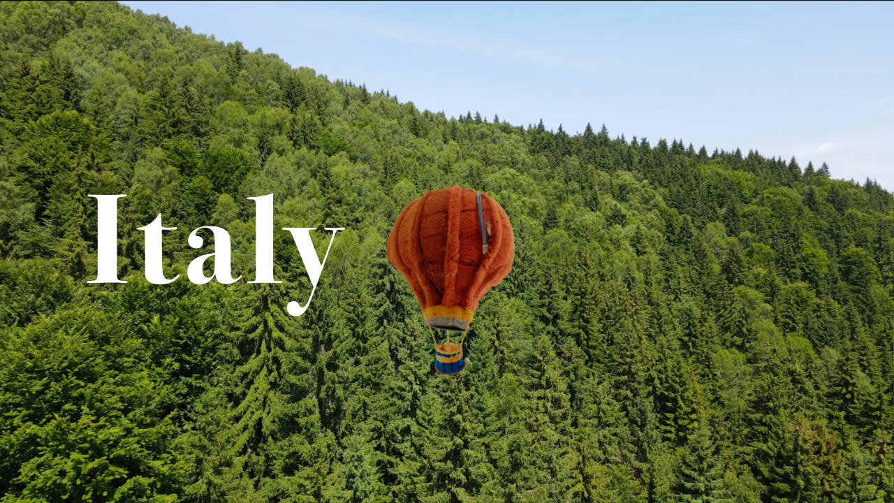 relaxing video from Italy, balloon flight close to dolomites